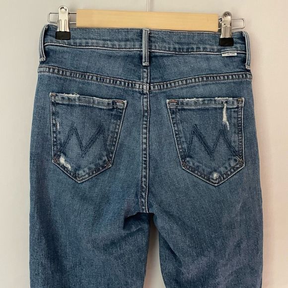 MOTHER The Weekender Fray Mid Rise Flare Blue Jeans, women's size 24 - Picture 5 of 12